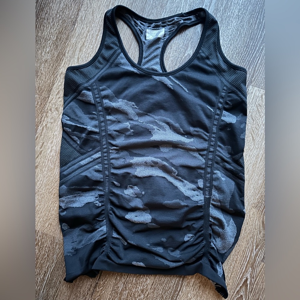 Athleta black camo print tank, large